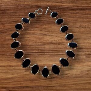 Black obsidian & gold statement necklace